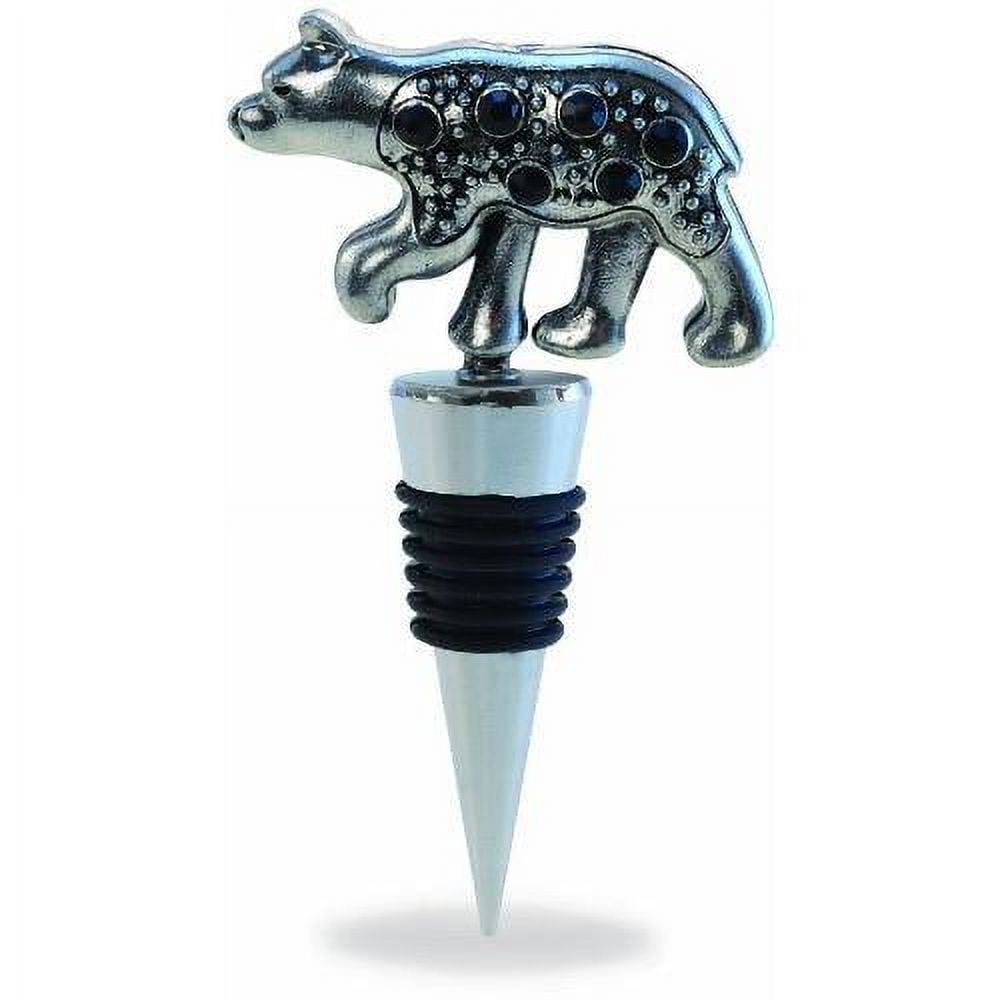 Puzzled Cheers Metal Wine Stopper, Black Bear