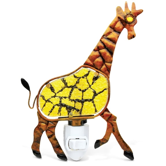 Puzzled Giraffe Handcraft Art Glass and Metal Decorative Night Light Home Dcor - Animals Collection - Elegant Unique Gift and Useful Souvenir - Item #9615