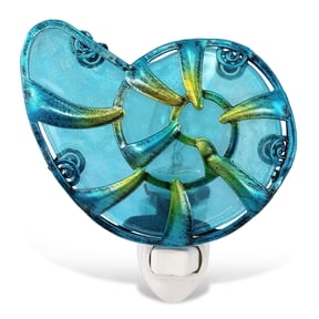 Puzzled Glass Art Blue Sea Shell Night Light - Decorative Night Light Beach Decor for Bedroom, Bathroom, Perfect Seashell Lamp Decorative Room Lights, Elegant Plug In Wall Lamp with On and OFF Switch
