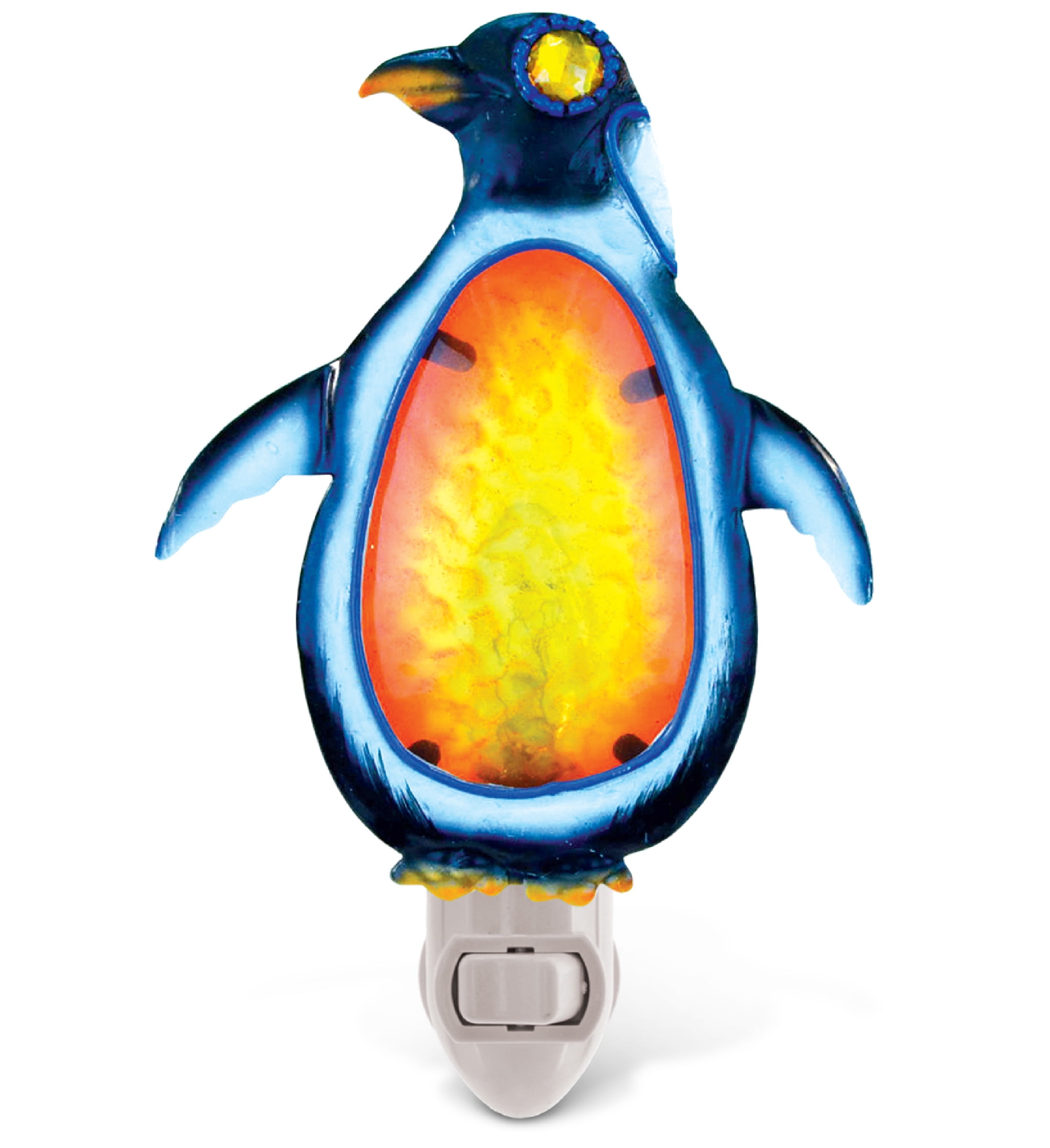 Puzzled Glass Art Night Light Penguin, Plug in Decorative Socket Lamp