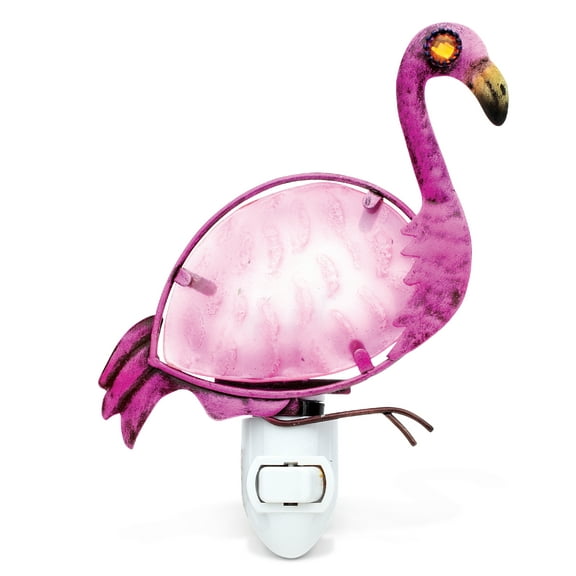 Puzzled Glass Art Night Light, Plug in Decorative Socket Lamp, Manual On & Off Portable Light for Stairway, Bedroom, Bathroom, Nursery, Home Accessory & Kitchen Decor - Flamingo