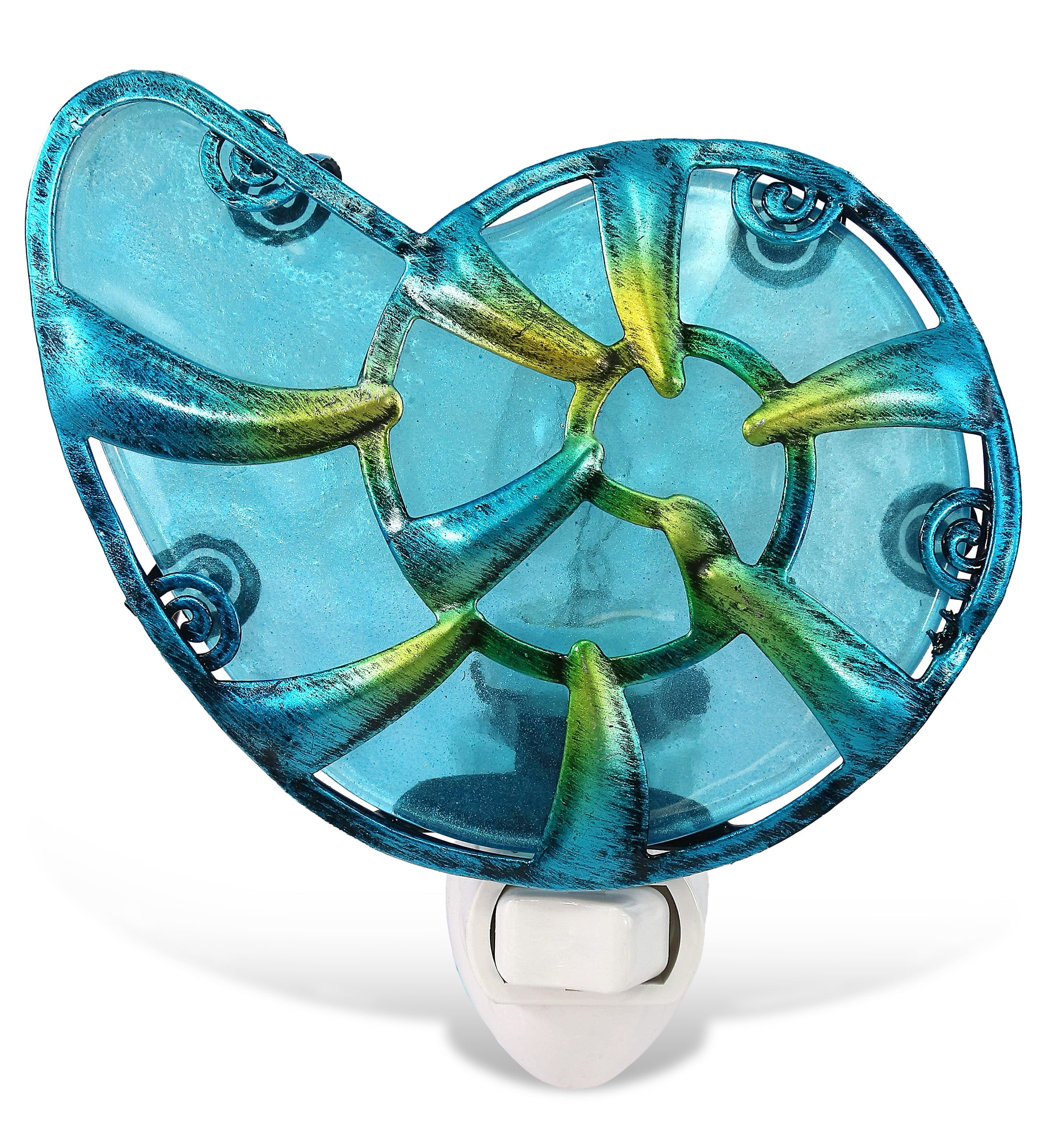 Blue and Green Glass Sea Shell Night Light