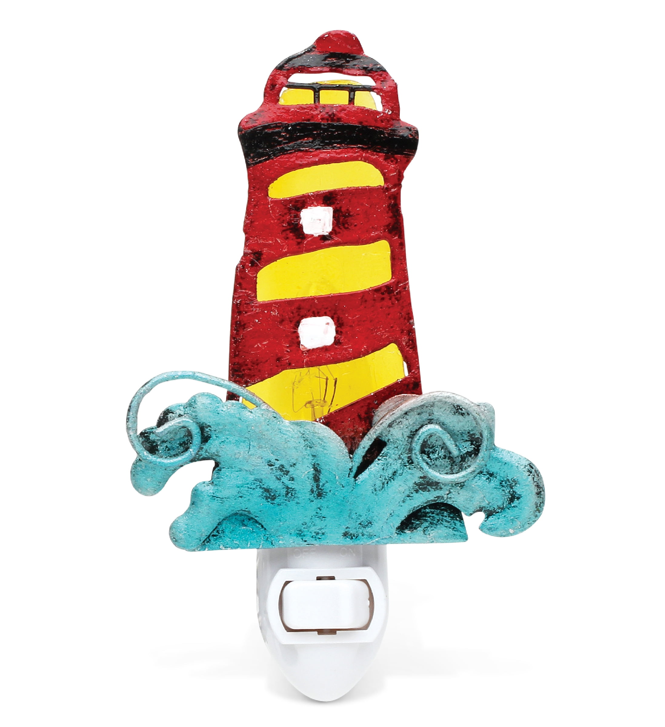 Puzzled Lighthouse Handcraft Art Glass and Metal Decorative Night Light