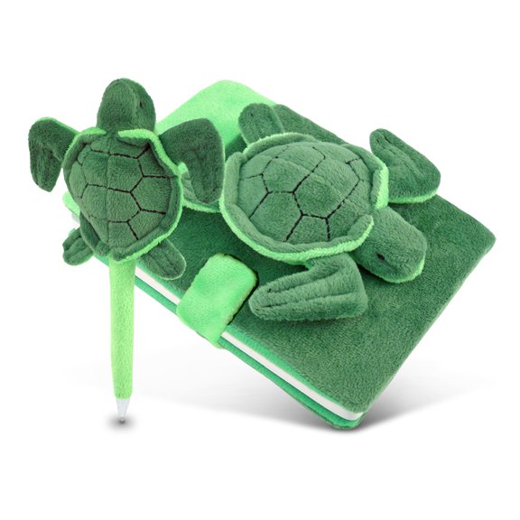 Puzzled Plush Sea Turtle Notebook and Pen