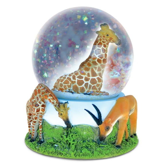 Puzzled Resin Stone Giraffe & Wild Animals Glass Snow Globe (65mm), 3.5 inch