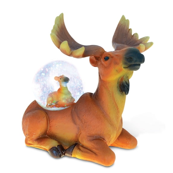 Puzzled Resin Stone Moose Snow Globe (45mm), 4.4 Inch Tall Figurine
