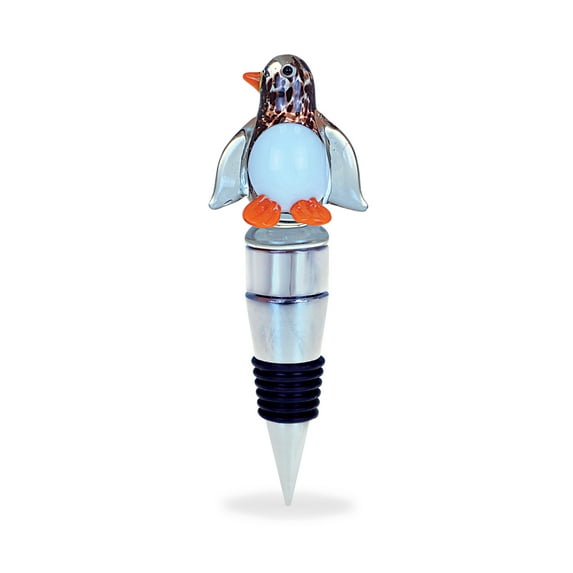 Puzzled Reusable Penguin Wine Stopper with LED Glass, 5 inches, Multi Color