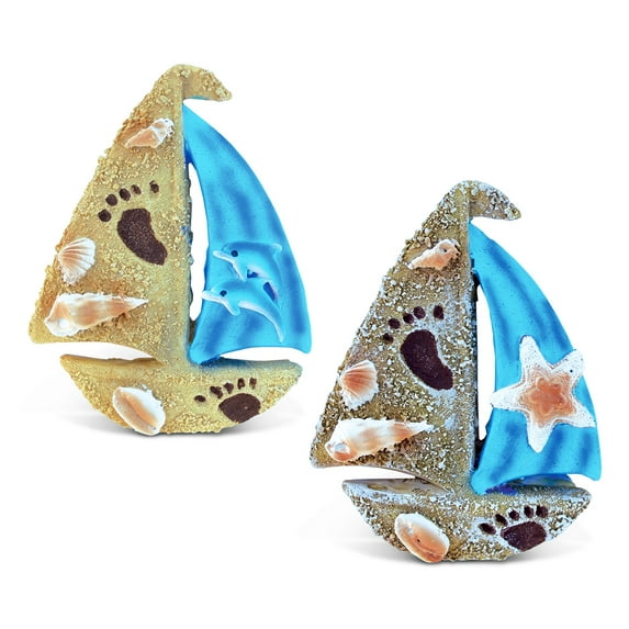 Puzzled Sailing Boat Refrigerator Blue Wave Magnet - Boats Theme - Set of 2 - Unique Affordable Gift and Souvenir - Item #7640