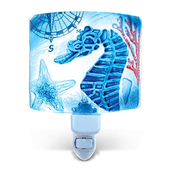 Puzzled Sea Horse Night Light, Glass Art Plug in