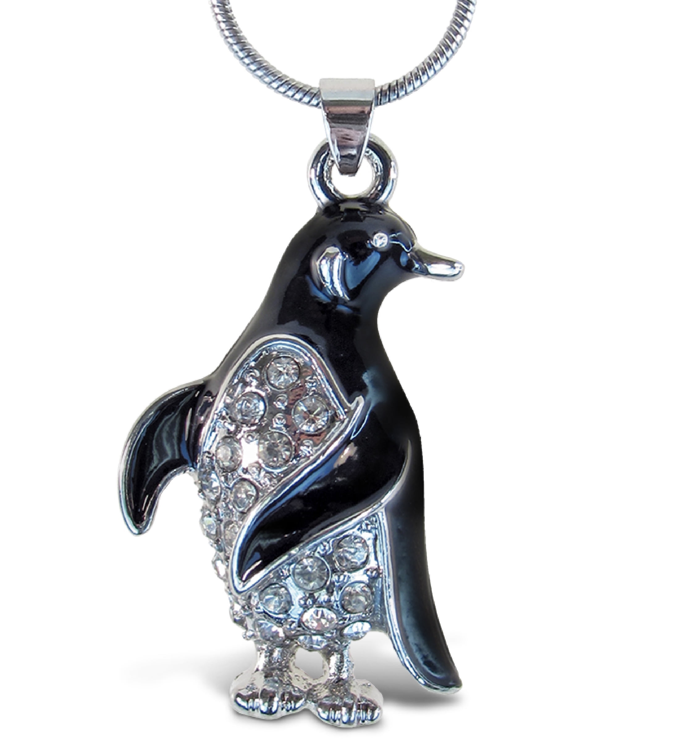 Cute Opal Penguin Pendant Necklace For Women & Teens - Crystal Cubic Zirconia Box Chain Choker, Animal Jewelry Gift