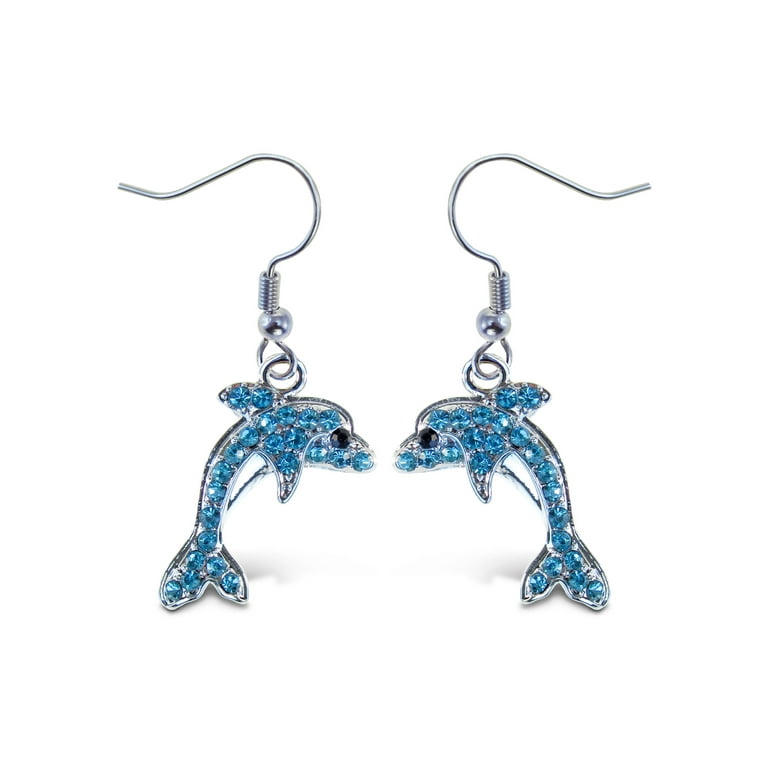 Puzzled Sparkling Dolphin Necklace and Earrings Set Charming