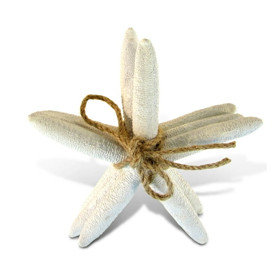 Puzzled White Starfish Tabletop Figurine with Rope, Intricate Meticulous Detail Resin Art Handcrafted Hand-painted Decoration Figure Nautical Ocean Sea Life Theme Home Accent Decor (3 Pc Set)