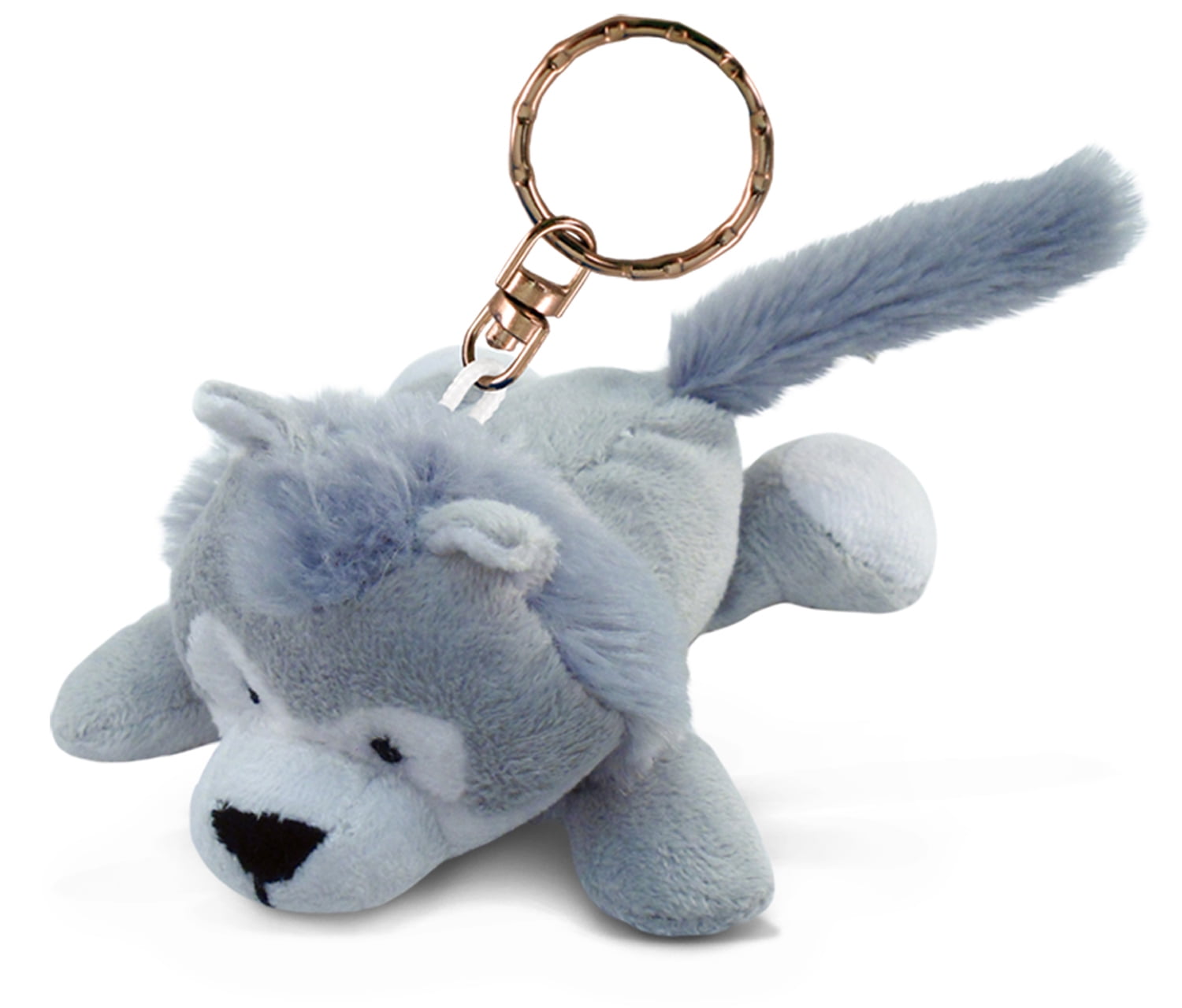Puzzled Wolf Plush Keychain Stuffed Animal Toy - Soft Plush Wild Life Animal Grey Wolf Charm Keyring, Cute Decorative Plush Toy Accessory Fun Buddy for Kids Bag, Purse, Backpack, Handbag - 4 Inches