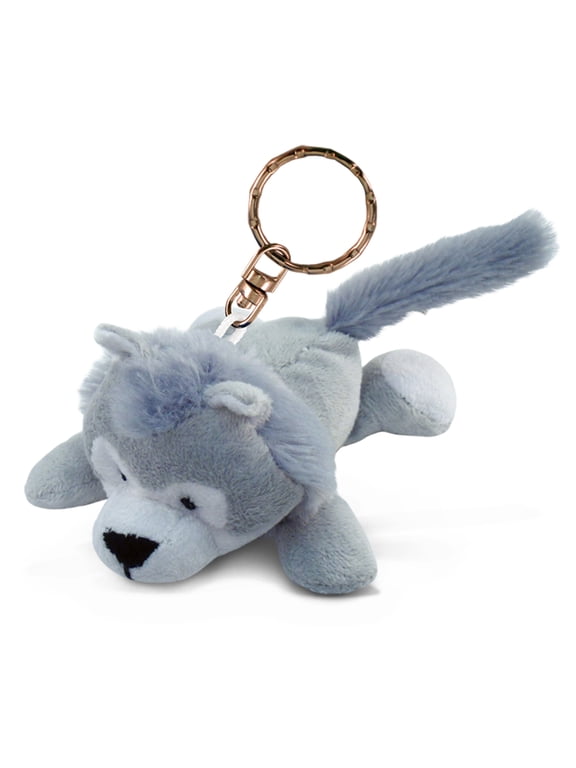 Puzzled Wolf Plush Keychain Stuffed Animal Toy - Soft Plush Wild Life Animal Grey Wolf Charm Keyring, Cute Decorative Plush Toy Accessory Fun Buddy for Kids Bag, Purse, Backpack, Handbag - 4 Inches