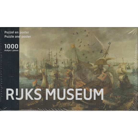 Puzzleman 1000 Piece Puzzle with Poster - Rejks Museum: Explosion of the Spanish Flagship during the Battle of Gibraltar
