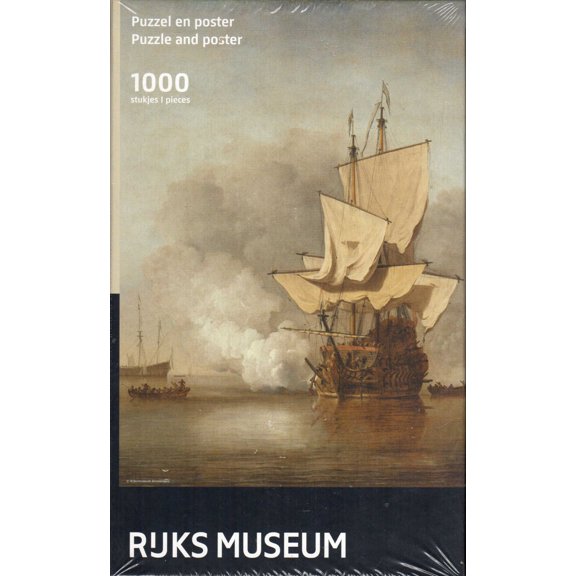 Puzzleman 1000 Piece Puzzle with Poster - Rejks Museum: The Cannon Shot By Willem van de Velde II