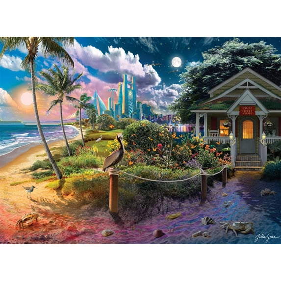 Puzzles 1000 PCSBuffalo Games - Beach Cabin - Jigsaw Puzzle for Adults Challenging Puzzle Perfect for Game Nights - Finished is