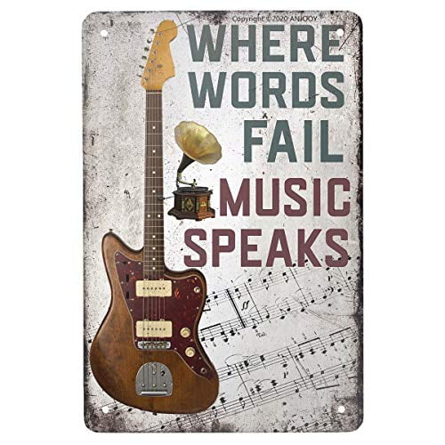 Puzzles 300 PCS Vintage Guitar - Where Words Fail Music SpeakMusical Kitchen Bathroo Poster Karaoke Retro Art