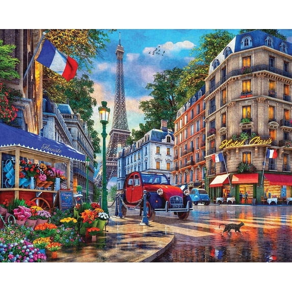 Puzzles 300 PCSMajestic by Jigsaw Puzzle Paris Street Life - Made in USA - Compact Box