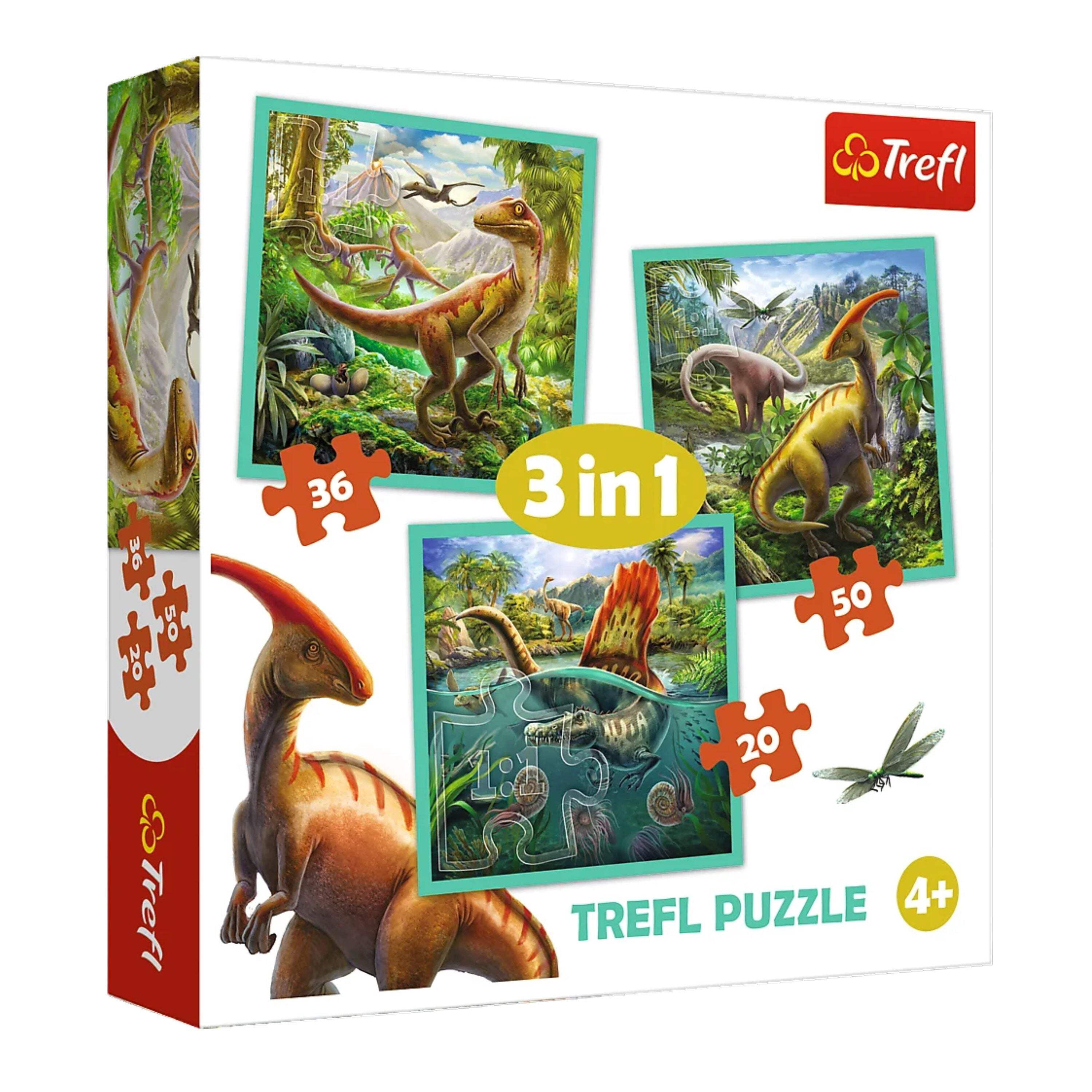 Trefl Preschool 3 in 1 Puzzle - The Extraordinary World of Dinosaurs ...