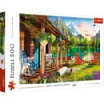 thumbnail image 1 of Trefl Red 500 Piece Puzzle - Cabin in the Mountains, 1 of 8