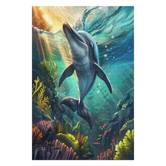 Puzzles for Adults 1000 Pieces - Beautiful Dolphin Funny Puzzles Brain Challenge Educational Game Relaxation Pastime Entertainment Activity Decorative Puzzle