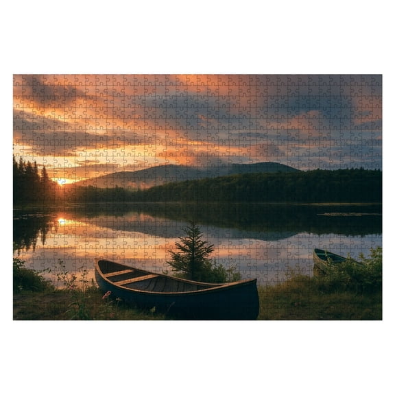 Puzzles For Adults 1000 Pieces Canoe shore vibrant sunrise Wooden Jigsaw Puzzles Birthday Gift Challenging Difficult Puzzles Decompression Family Game Gift