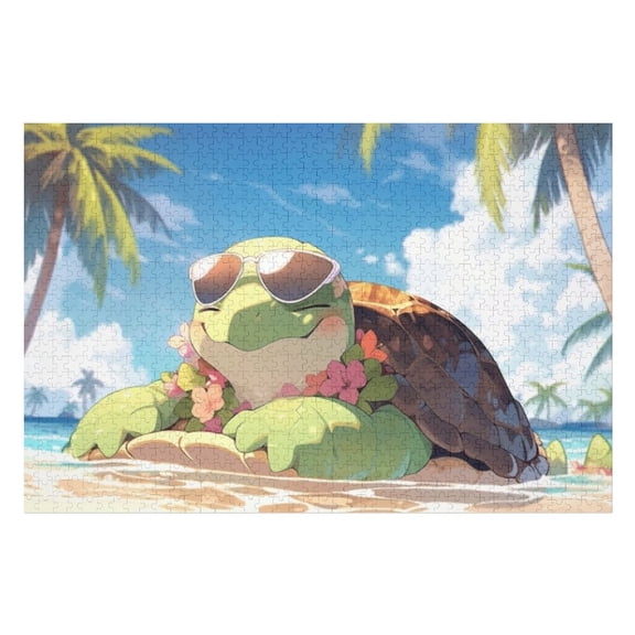 Puzzles for Adults 1000 Pieces - Cartoon Style Summer Scene With Cute Animal Challenging Jigsaw Puzzle, Daring to Try, Family Entertainment Interactive Fun Jigsaw Puzzle Gifts