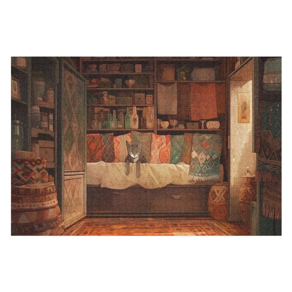 Puzzles for Adults 1000 Pieces - Cat Retro Style In The Comfort Of Your Home Funny Boxed Puzzles,Challenging and Relaxing Gifts Idea for Puzzle Enthusiasts
