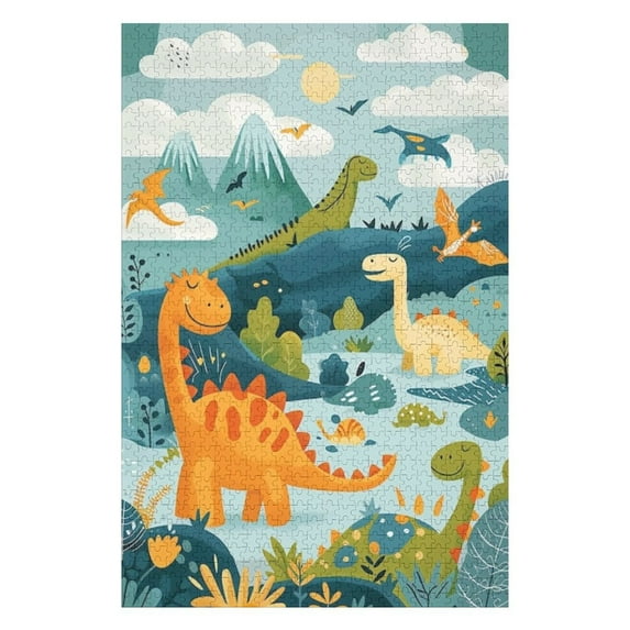Puzzles for Adults 1000 Pieces - Colorful Dinosaurs Mountains With Trees Clouds Jigsaw Puzzles for Beginners Challenging and Relaxing, As A Gift Choice for Friends