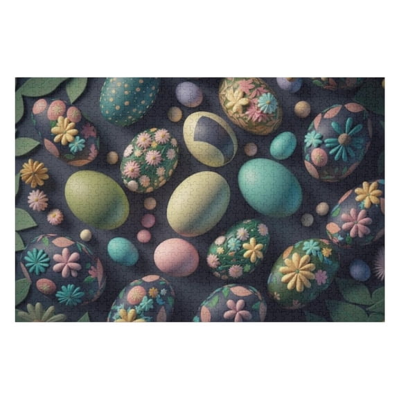 Puzzles for Adults 1000 Pieces - Colorful Happy Easter Eggs Pattern High Difficulty Wooden Jigsaw Puzzle - Family Entertainment Leisure Fun Interactive, Relaxing Holiday Puzzles