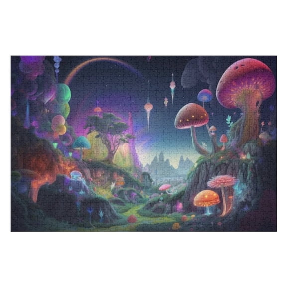 Puzzles for Adults 1000 Pieces - Colorful Landscape With Rainbow Tree With Rainbow Fun Brain Puzzle Lovers Vibrant Illustrations and Quality Pieces Challenging and Relaxing Gifts Idea