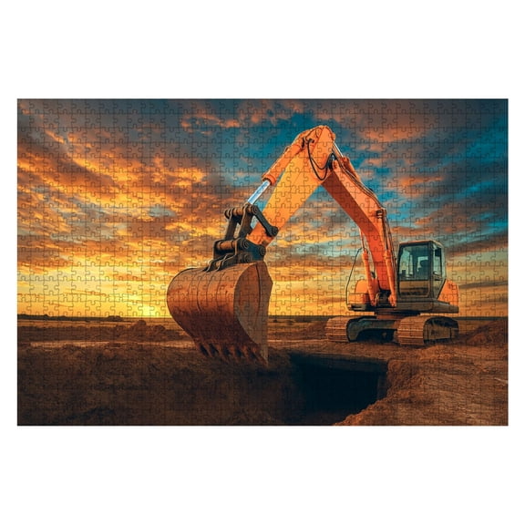Puzzles For Adults 1000 Pieces Excavator construction site Wooden Jigsaw Puzzles Birthday Gift Challenging Difficult Puzzles Decompression Family Game Gift