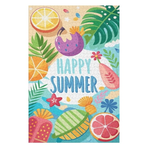 Puzzles for Adults 1000 Pieces - Happy Summer With Tropical Fruits Flowers Challenging Gift for Puzzle Lovers, Fun Time with Friends, Displayable Wall Decor