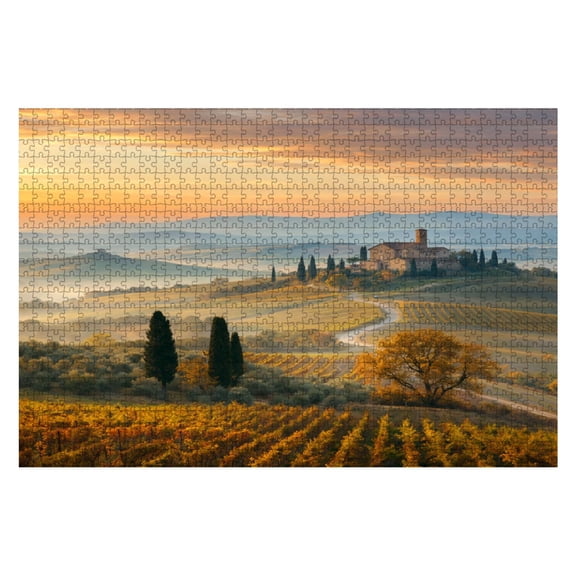 Puzzles For Adults 1000 Pieces Italy Scenery Autumn Vineyard Scenics Nature Italian Wooden Jigsaw Puzzles Birthday Gift Challenging Difficult Puzzles Decompression Family Game Gift