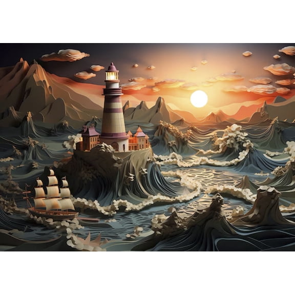Puzzles for Adults 1000 Pieces Lighthouse With Sea Landscape Wooden Jigsaw Puzzle Impossible Hard Difficult Challenging Game Artistic Wall Decor Accessories DIY Puzzles for Home Decoration