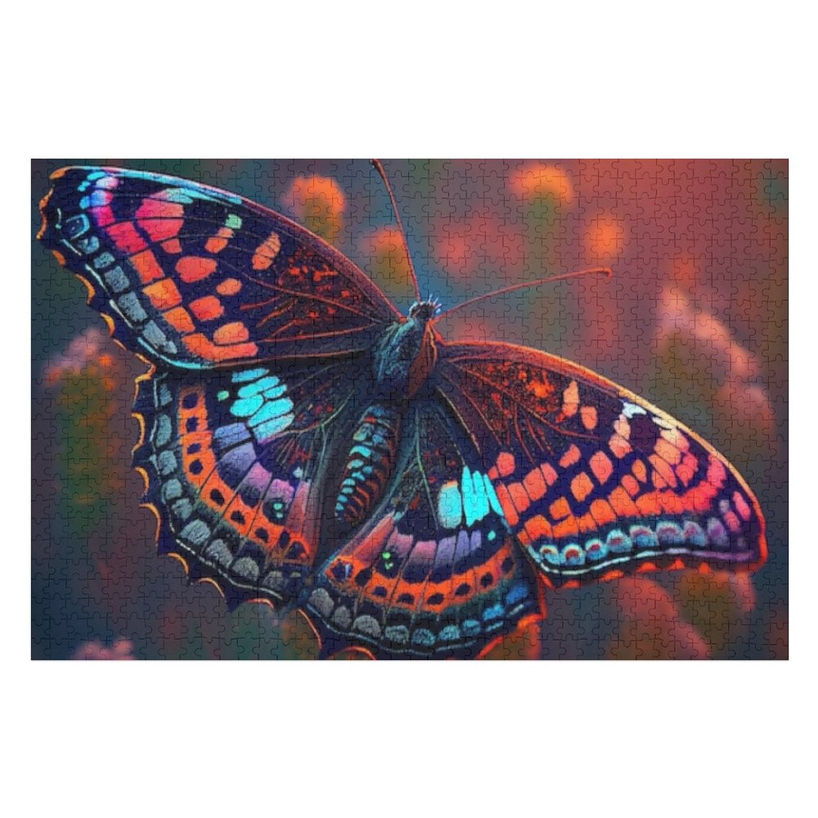Wooden Jigsaw Puzzle For Adults 200 Pieces - Rainbow Swirl Rose Unique Shape, Wall Art Decor