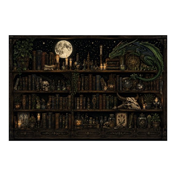 Puzzles for Adults 1000 Pieces Mystical Gothic Library Wooden Jigsaw Puzzles Ancient Bookshelves Stacked Antique Challenging Fun Family Game Party for Christmas Gift Game Night Home Decor