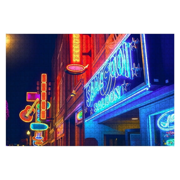 Puzzles For Adults 1000 Pieces Nashville Honkey Tonk Bars Wooden Jigsaw Puzzles Birthday Gift Challenging Difficult Puzzles Decompression Family Game Gift