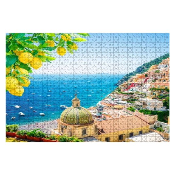 Puzzles For Adults 1000 Pieces Positano resort Italy lemon summer Wooden Jigsaw Puzzles Birthday Gift Challenging Difficult Puzzles Decompression Family Game Gift