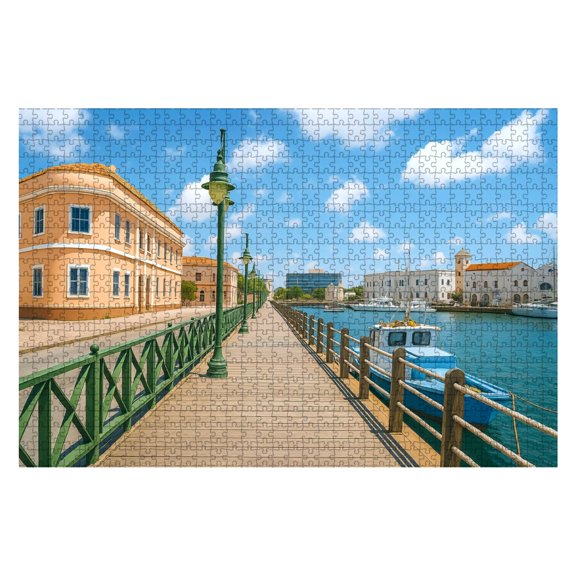 Puzzles For Adults 1000 Pieces Promenade marina Bridgetown Wooden Jigsaw Puzzles Birthday Gift Challenging Difficult Puzzles Decompression Family Game Gift