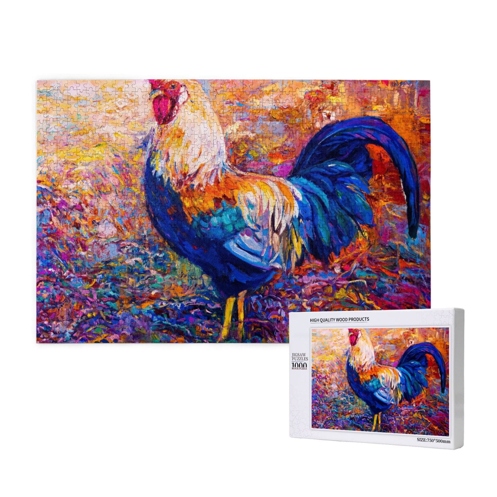 1000 Piece Chicken Puzzle For Adults - Crazy Rooster Battle Jigsaw For Home Decor