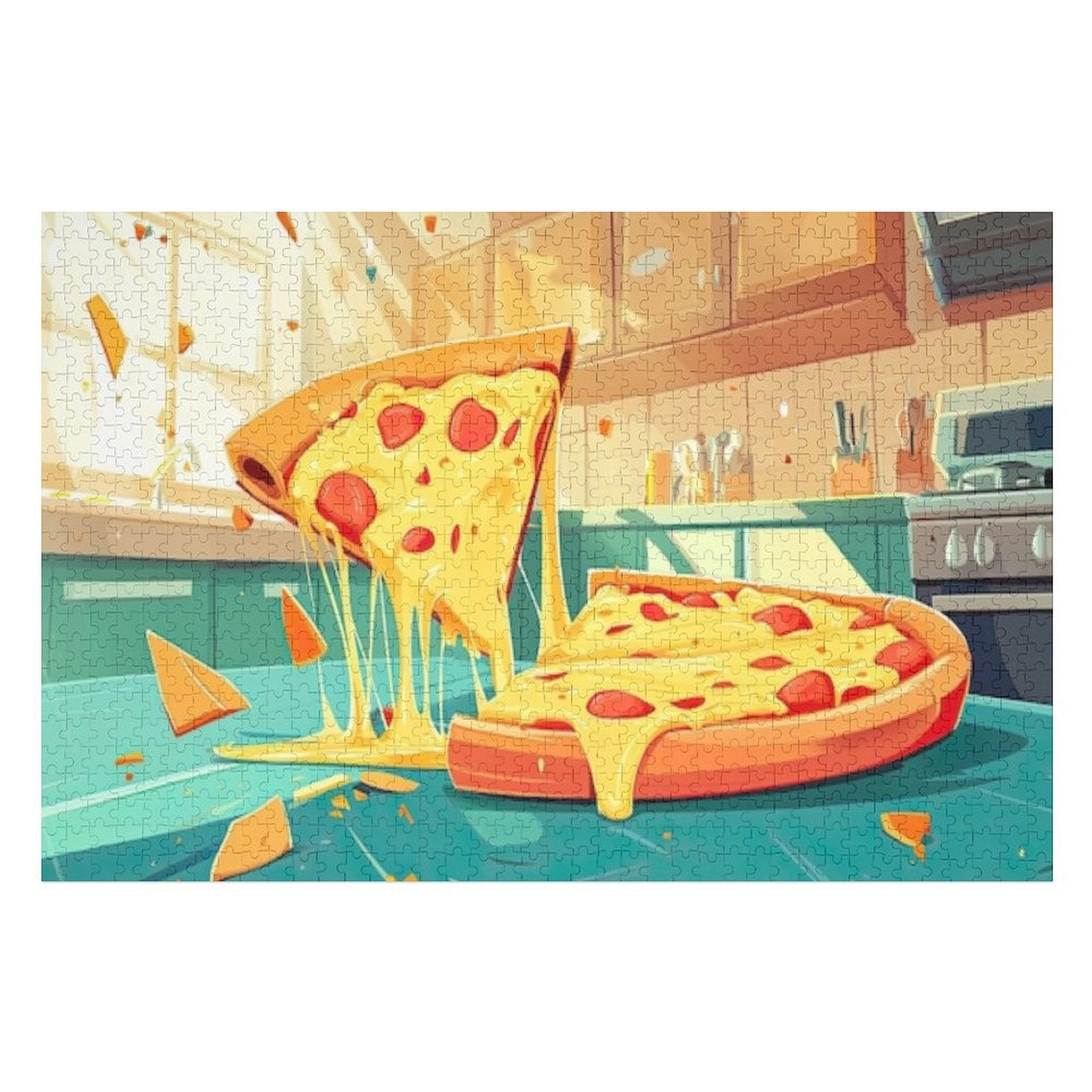 guzzini pizza絵大皿 ２枚セット Puzzles for Adults 500 Pieces - Slice Pizza Topped With Melted