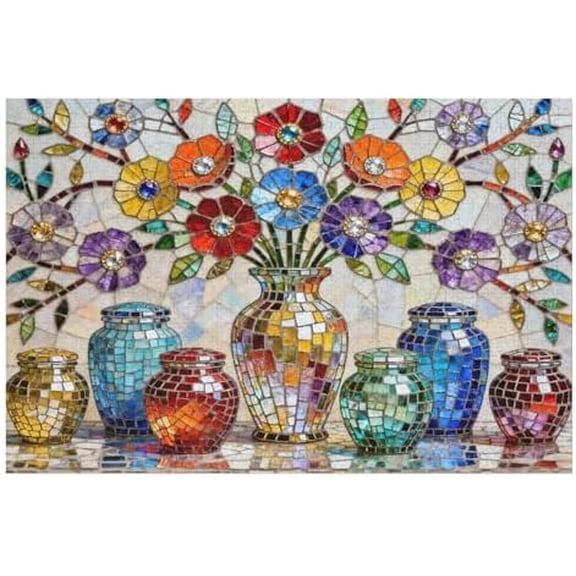 Puzzles for Adults 1000 Pieces, Stained Glass Flower of Life Sacred Geometry Artwork, 1000 Piece Jigsaw Puzzle Difficult Challenge, Spiritual Art for Home Decoration