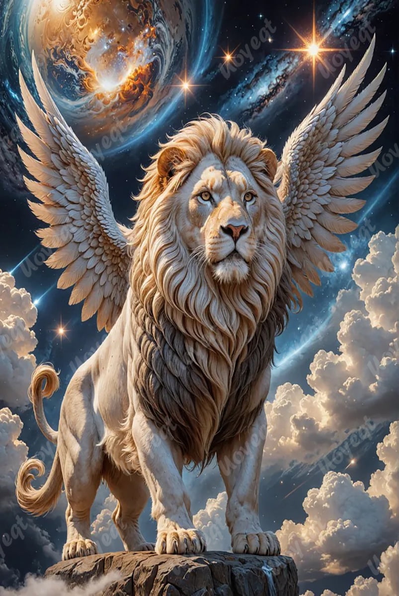 Puzzles for Adults 1000 Pieces White Lion With Wings Wooden Jigsaw ...