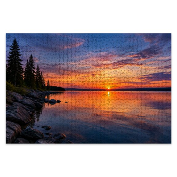 Puzzles for Adults 1000 Pieces sunrise lake superior Wooden Jigsaw Puzzles north shore lutsen minnestoa forest Challenging Fun Family Game Party Gifts for Women Men Seniors Home Decor