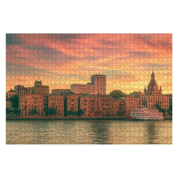 Puzzles For Adults 1000 Pieces waterfront skyline scenic Wooden Jigsaw Puzzles Birthday Gift Challenging Difficult Puzzles Decompression Family Game Gift