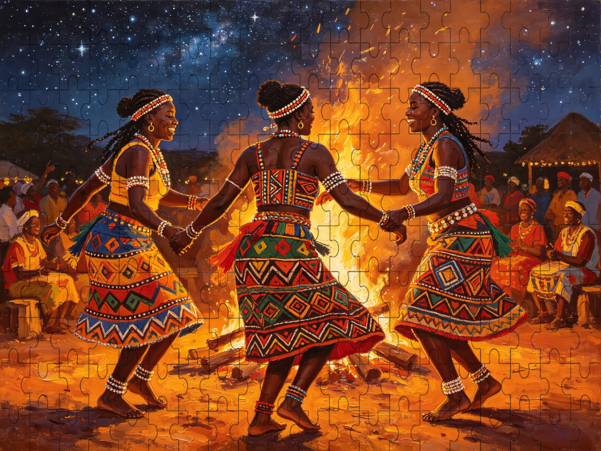 Puzzles for Adults 200 Pieces African Tribal Sisters Dance Wall Art ...