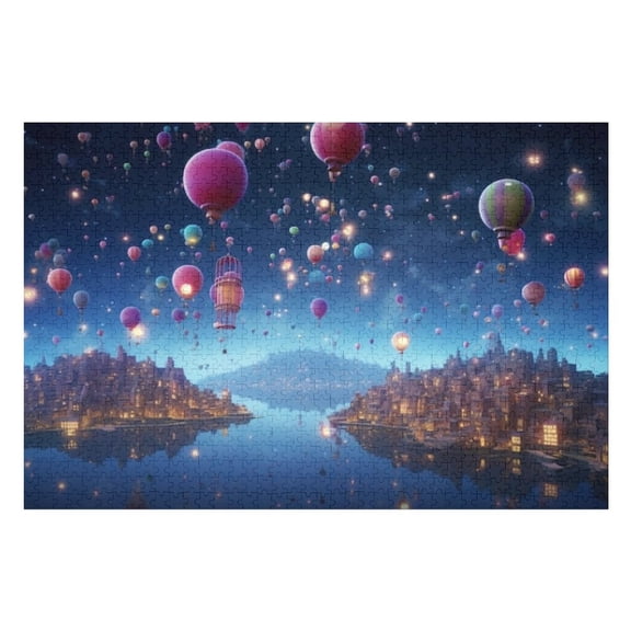 Puzzles for Adults 300 Pieces - Balloons Carry Whimsi High Difficulty Wooden Jigsaw Puzzle - Family Entertainment Leisure Fun Interactive, Relaxing Holiday Puzzles