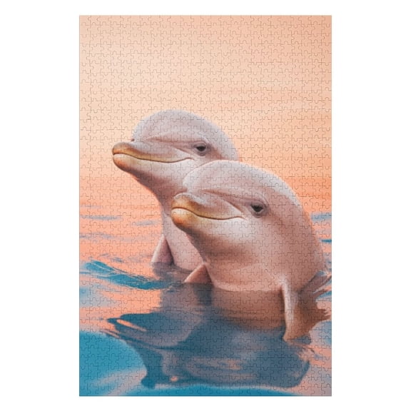 Puzzles for Adults 300 Pieces - Beautiful Dolphins Swimming Together Jigsaw Puzzles for Beginners Challenging and Relaxing, As A Gift Choice for Friends